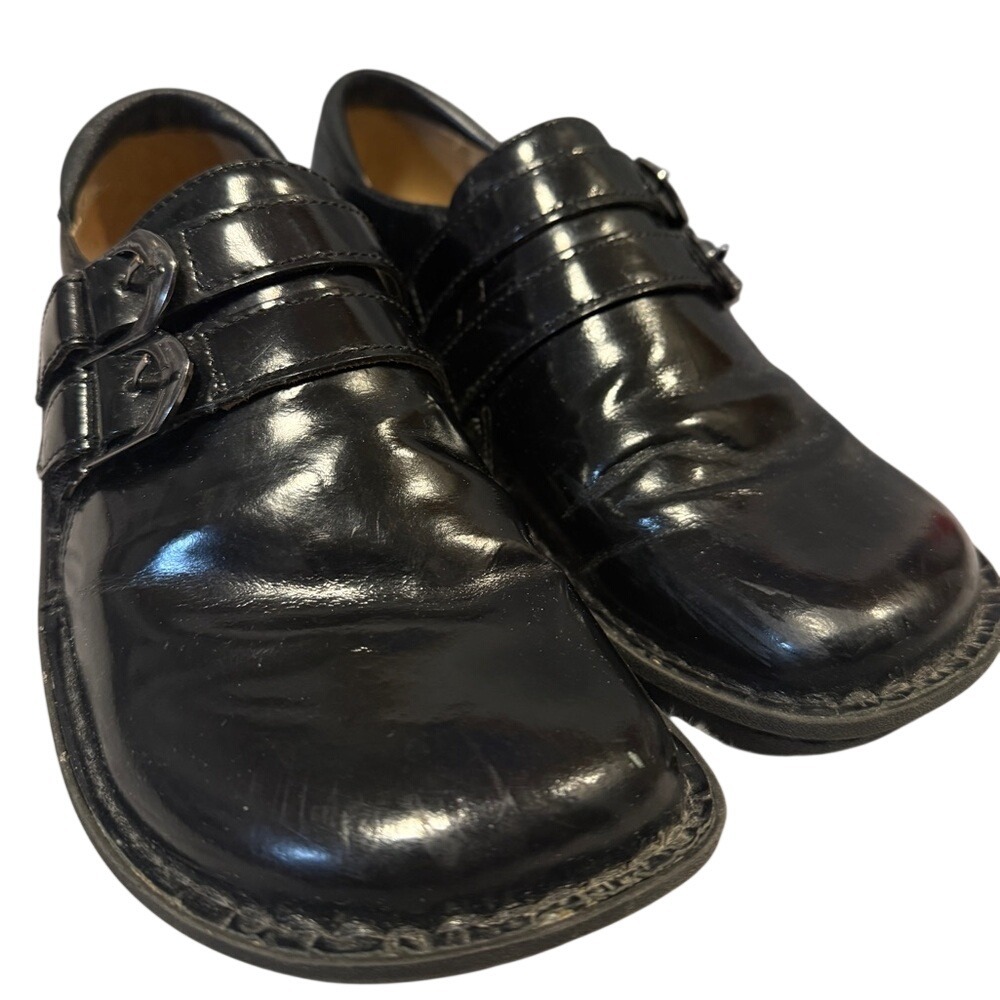 Alegria Paloma‎ Black Patent Leather Double Buckle Rocker Shoes ALL-011 Size 38